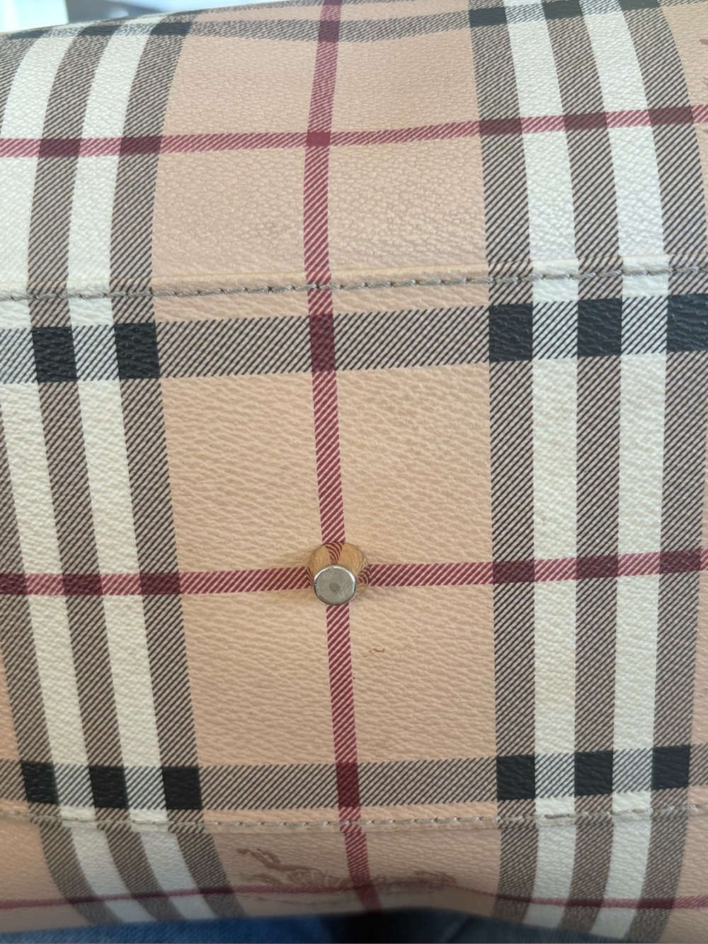 Authentic Burberry Beige Nova Check Tote with Dark Brown Leather and Gold Accent - Picture 2 of 11
